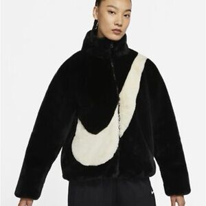Nike Swoosh Faux Fur Teddy Jacket